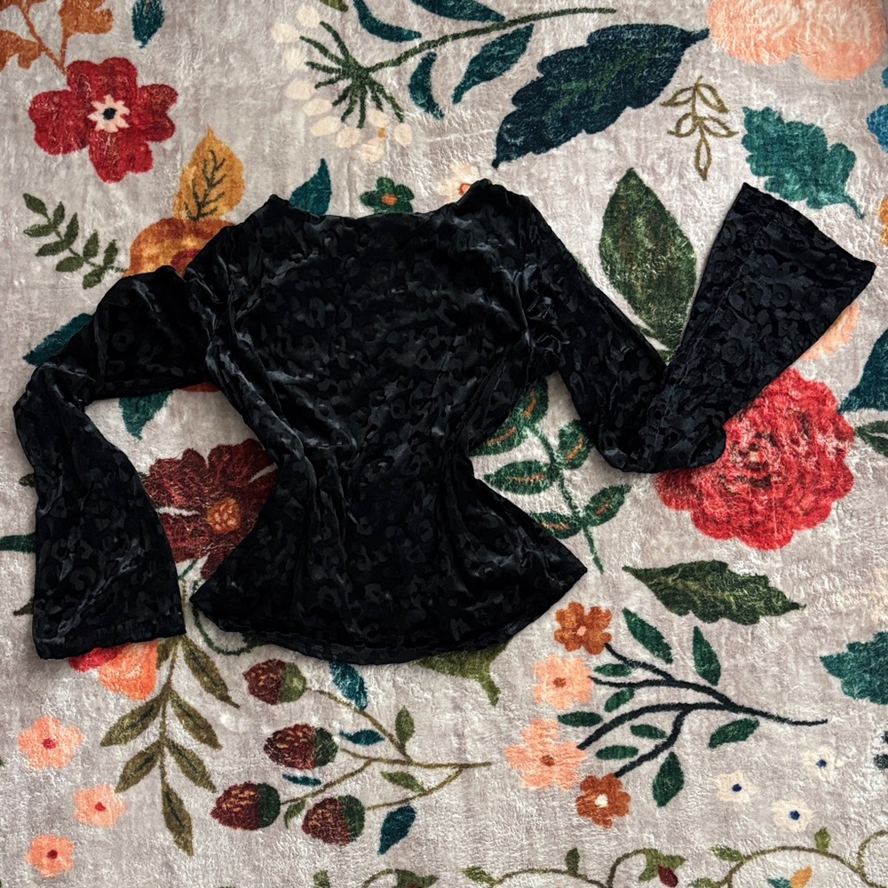 Black Velvet Long Sleeve Top